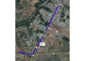 Satellite map with a blue driving route from the bottom-left area to Flandes at the top-right, passing near Alfonso López and local landmarks like Restaurante Barasanta and OIKOS Palma Real.